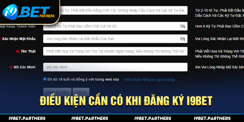 Điều kiện cần có khi đăng ký I9BET